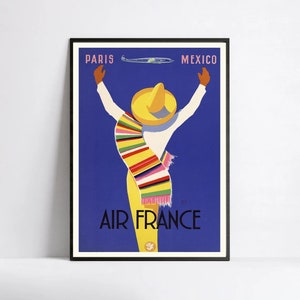 Poster Air France "Parigi Messico" - Alta Definizione - carta opaca 230 gr/m2