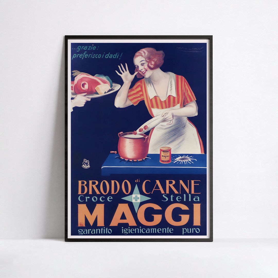 Vintage Kitchen Poster brodo Di Carne Maggi Achille Mauzan High ...