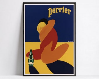 Perrier &quot;Glasses&quot; poster - Villemot - High Definition - matte paper 230gr/m
