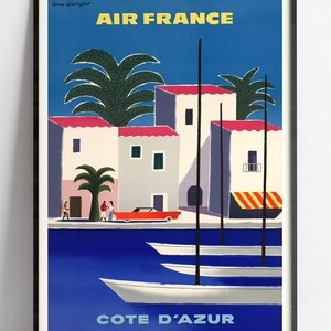 Poster Air France "Côte d'Azur" - Guy Georget - Alta Definizione - carta opaca 230 gr/m2