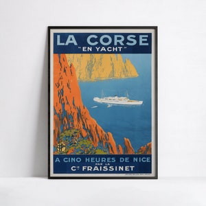Poster vintage della città "Corsica by yacht" - Sandy Hook - Alta definizione - carta opaca 230gr/m