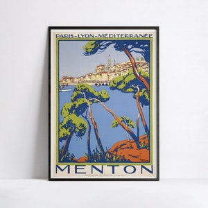 Poster vintage della città "Mentone" - Roger Broders - Alta Definizione - carta opaca 230gr/m