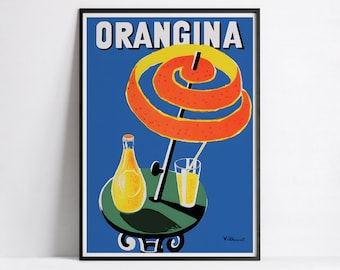Orangina poster &quot;Terrace and Parasol&quot; - Villemot - High Definition - matte paper 230gr/m