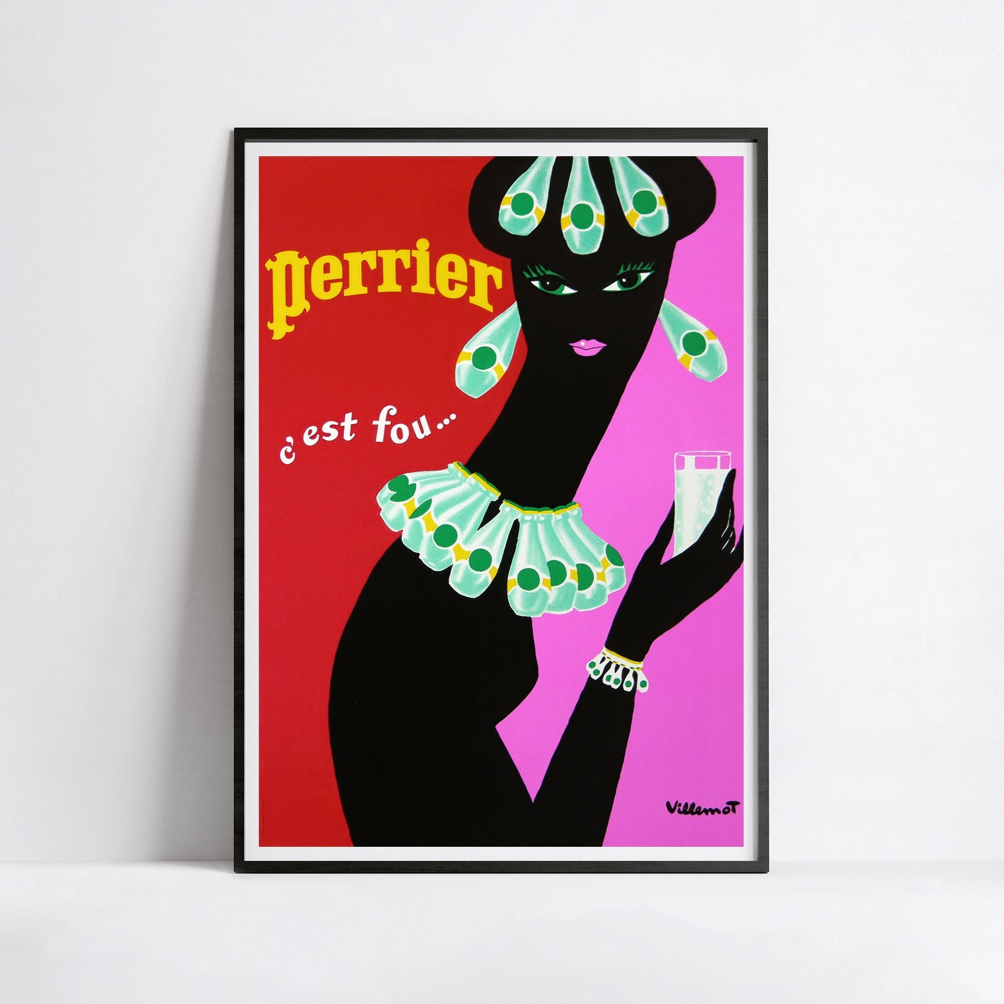 Perrier ヴィンテージ　アートポスター　ペリエ Perrier Embrace Bernard Villemot 1981 Authentic original