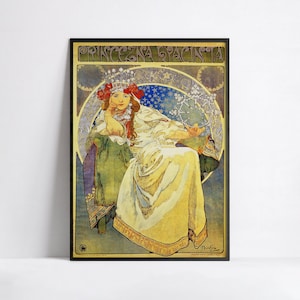 Poster Alphonse Mucha "Princess Hyacinthe" - Art Nouveau - Alta definizione - carta opaca 230gr/m2