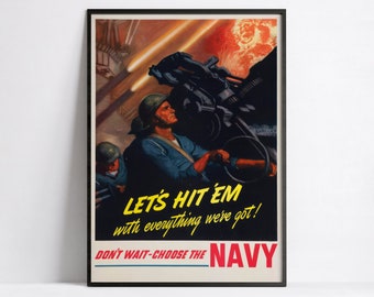 Propaganda poster "Let's Hit Them with everything we've got" - High Definition - 230gr/m matte paper