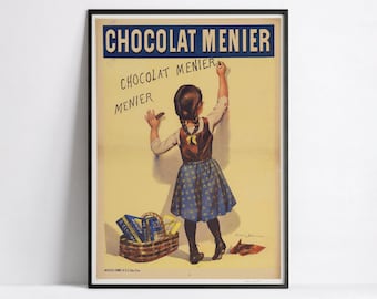 Vintage kitchen poster "Chocolat Menier - little girl from behind" - Firmin Bouisset - High Definition - matte paper 230gr/m