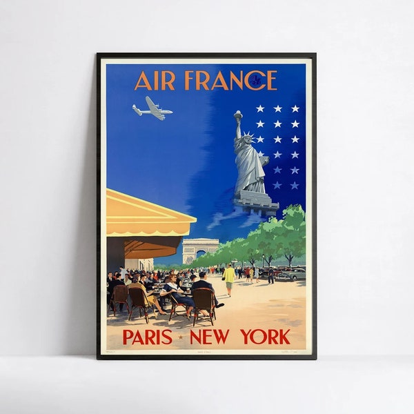 Affiche Air France "Paris New York" - Vincent Guerra -Haute Définition - papier mat 230gr/m2