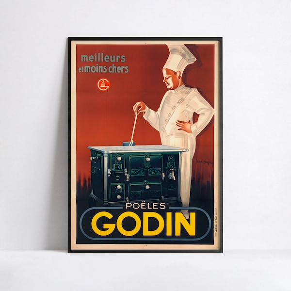 Affiche cuisine vintage "Poëles Godin" - Haute Définition - papier mat 230gr/m