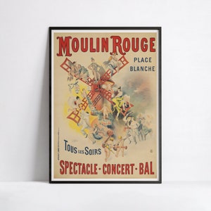 Cartel vintage de cabaret &quot;Moulin Rouge&quot; - José Belon - Alta Definición - papel mate 230gr/m