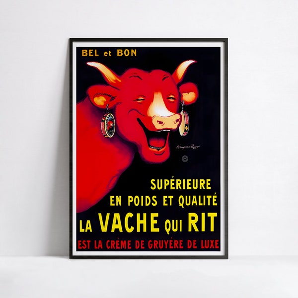 Affiche cuisine vintage "La Vache qui rit" - Benjamin Rabier - Haute Définition - papier mat 230gr/m