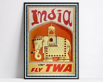 Vintage travel poster "India" - TWA - High Definition - matte paper 230gr/m