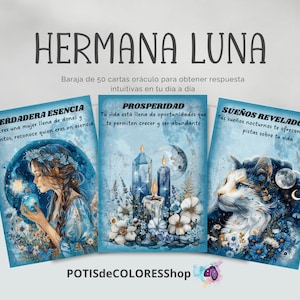 HERMANA LUNA, 50 cartas oráculo para obtener respuestas intuitivas en tu día a día. Incluye Imágenes preciosas y llenas de magia