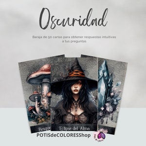 OSCURIDAD, 50 cartas oráculo para obtener respuestas intuitivas en tu día a día. Incluye instrucciones básicas de uso