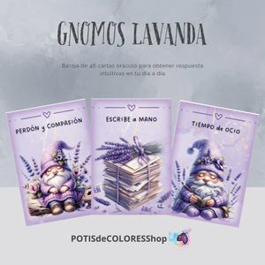 GNOMOS LAVANDA, 46 cartas oráculo tamaño mini, para obtener respuestas intuitivas en tu día a día.