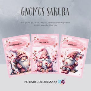 GNOMOS SAKURA, 46 cartas oráculo tamaño mini, para obtener respuestas intuitivas en tu día a día.