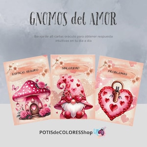 GNOMOS del AMOR, 46 cartas oráculo tamaño mini, para obtener respuestas intuitivas en tu día a día.