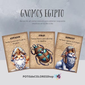 GNOMOS EGIPTO, 46 cartas oráculo tamaño mini, para obtener respuestas intuitivas en tu día a día.