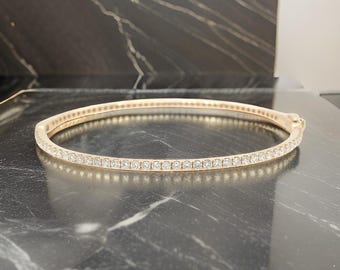 1CT Moissanite Diamond 14K Gold Plated Bangle - Elegant Silver Bangle