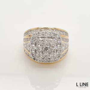 3 1/4 CTW Moissanite Cluster Ring | 14K Gold Plated 925 Sterling Silver |Elegant Moissanite Engagement Ring |Statement Jewelry |Gift for Her