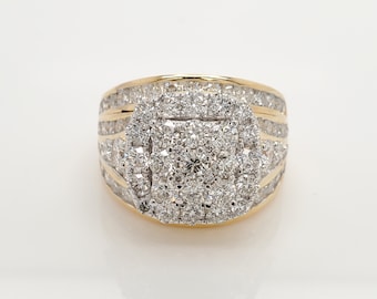 Moissanite Cluster Ring: 3.25 CTW, 14K Gold Plated Sterling Silver