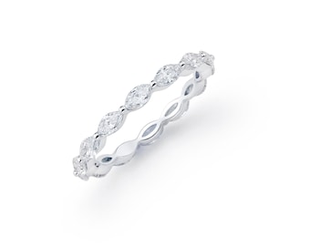 1 1/5 CTW Marquise Lab Grown Diamond Eternity Band, Platinum Wedding Ring