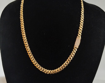 14K Gold Plated Monaco Cuban Link Chain: CZ Hip Hop Necklace