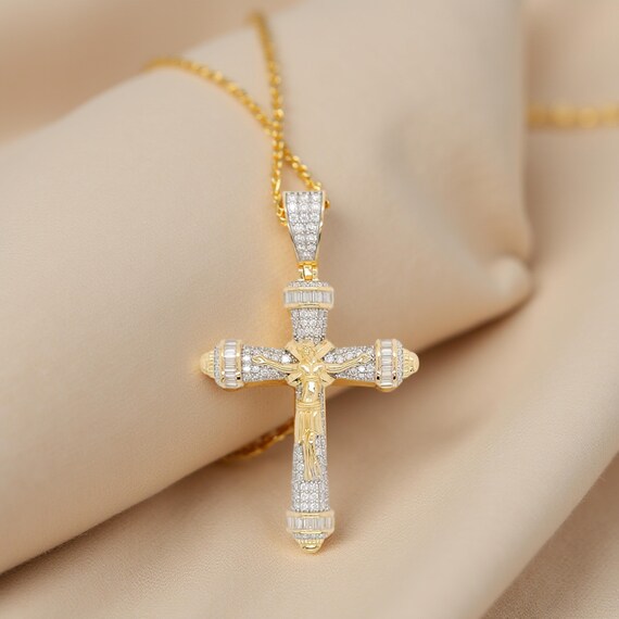 Ciondolo a croce in moissanite: 2,00 carati, argento 925
