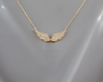 Collar de alas de ángel chapado en oro: un regalo delicado para ella, colgante en capas, diseño minimalista - LLine