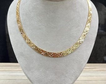 14K Gold-Plated Sterling Silver Omega Necklace: Italian Design, Party Accessory