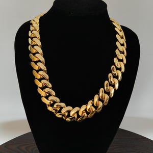 25MM Monaco Cuban Link Necklace in 14K | Elegant Party Wear Necklace |Perfect Unisex Valentine’s Day Gift |24-Inch Statement Unisex Necklace