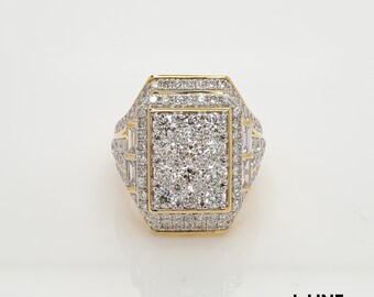 3CTW Emerald Cut Moissanite Cluster Verlovingsring: 14K verguld zilver