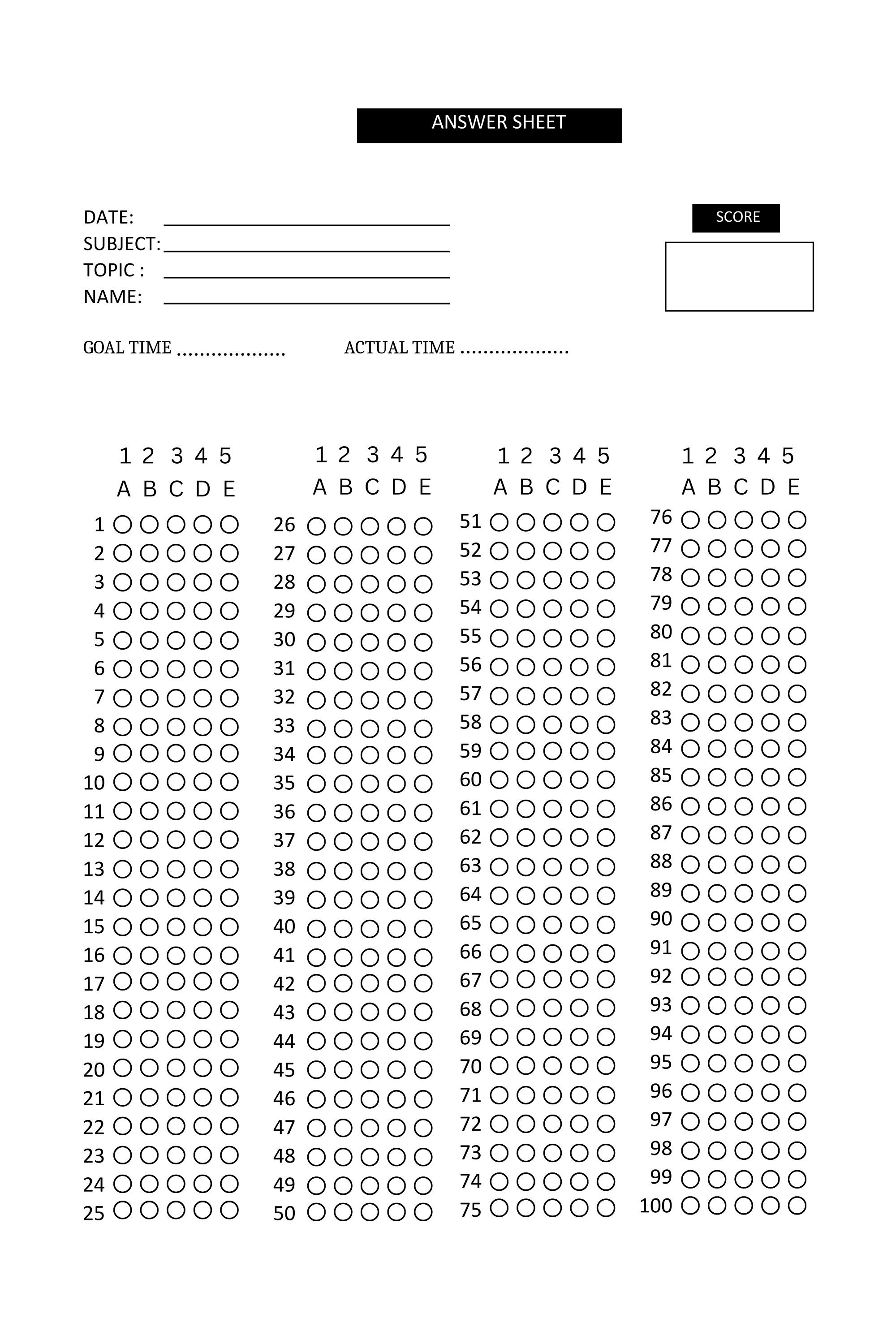 answer-sheet-etsy for Free Printable 100 Question Answer Sheet Answer Sheet - Etsy for Free Printable 100 Question Answer Sheet