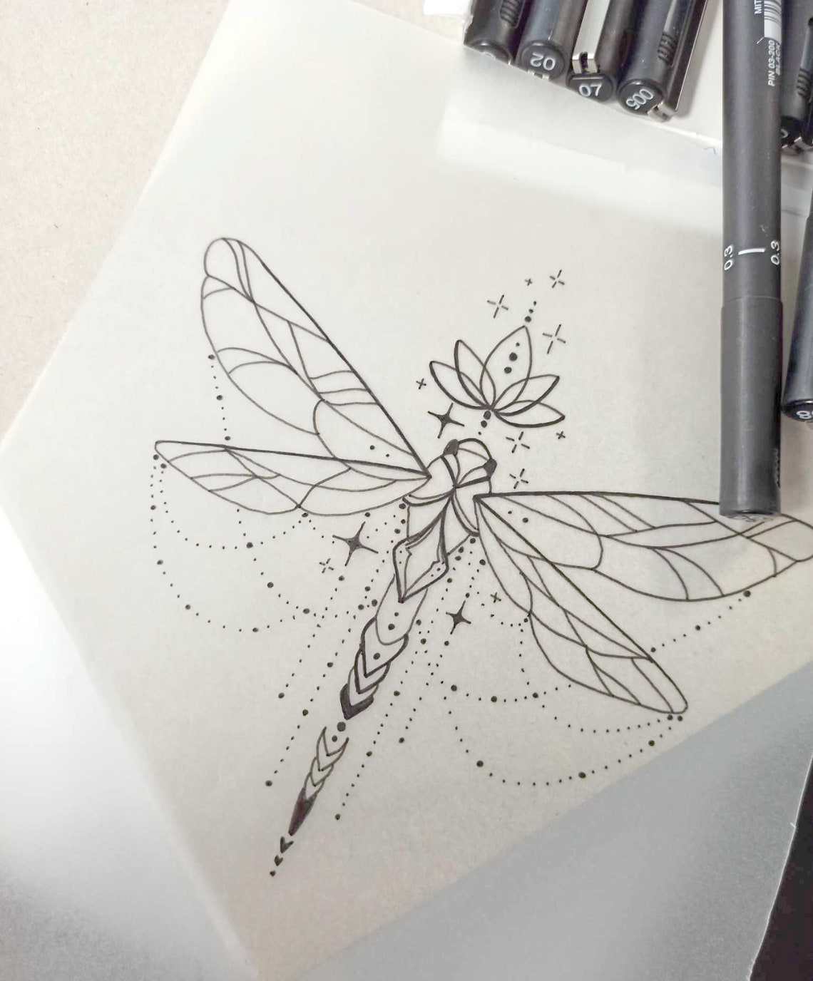 Dragonfly Tattoo Ideas Design Art Sketch Drawing - Etsy