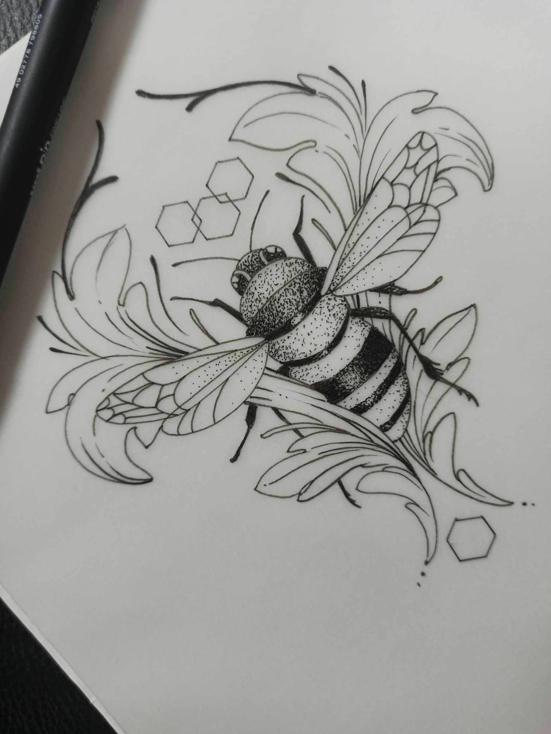 Bee, Tattoo Ideas, Tattoo Design, Tattoo Motive, Ornament - Etsy