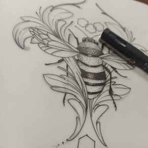 Bee, tattoo ideas, tattoo design, tattoo motive, ornament image 3