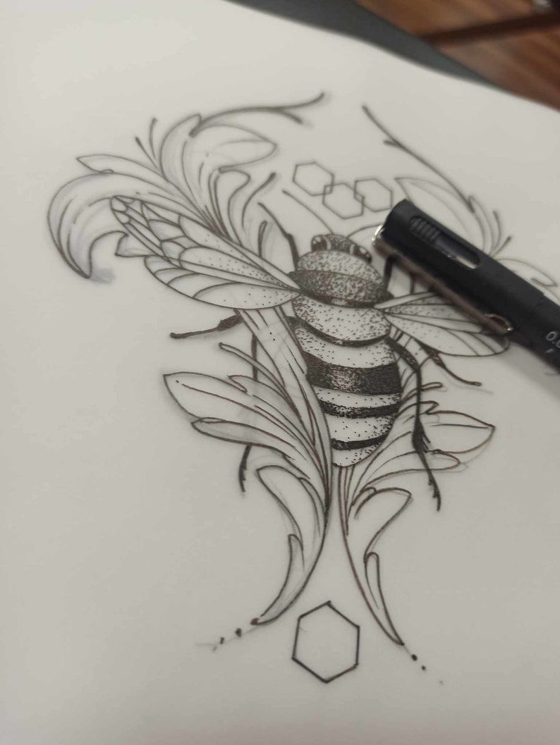 Bee, Tattoo Ideas, Tattoo Design, Tattoo Motive, Ornament - Etsy