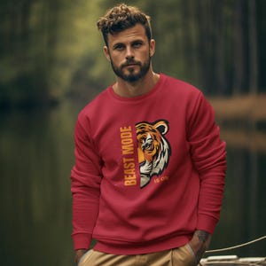 Beast Mode Tiger Graphic Sweatshirt - Motivational Gym Apparel