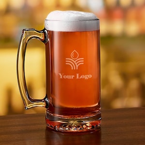 Custom Corporate Beer Mug - Personalized Logo Engraved Promotional Gifts for Clients, Wholesale Bulk Beer Glasses