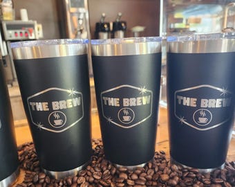 Custom Logo Coffee Tumbler – Engraved 20 oz Stainless Steel Corporate Gift