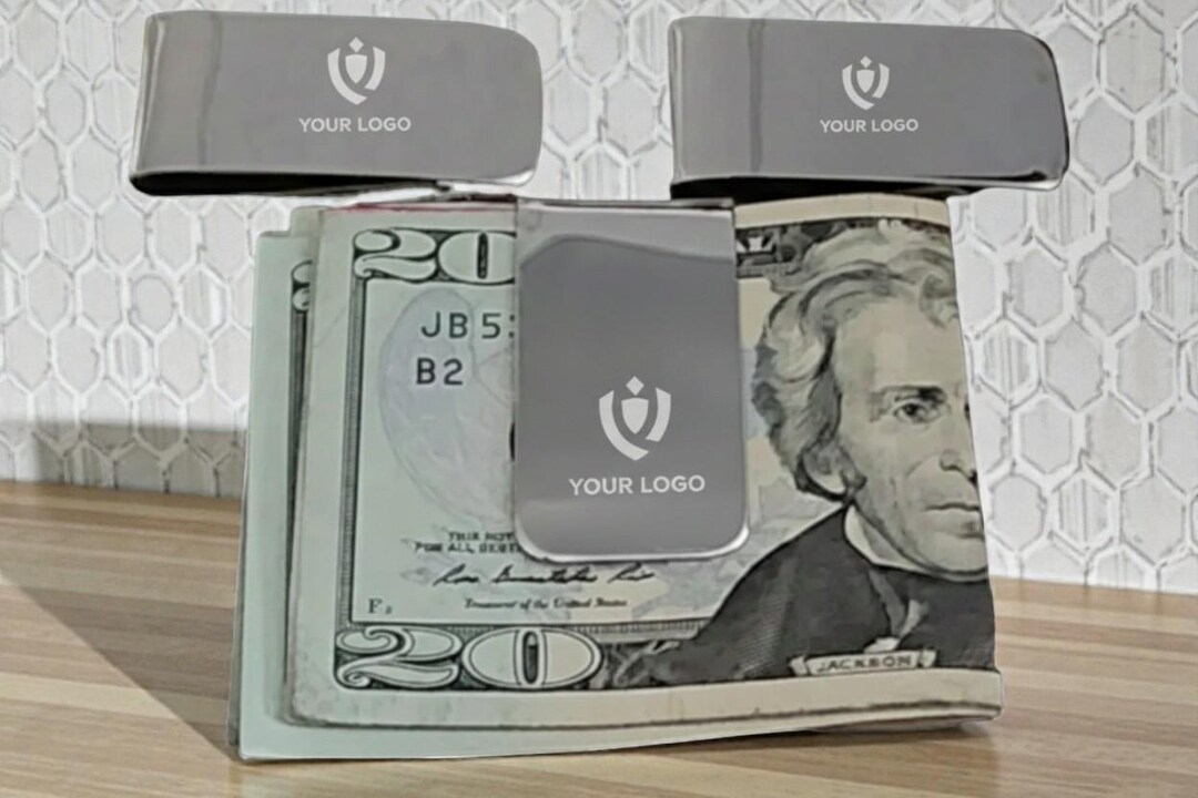 Personalized Silver Money Clip Custom Logo Laser Engraved - Etsy