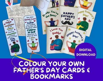 Colour in Your Own Father&#39;s Day Cards & Bookmarks | Printable Cards and Bookmarks | Fathers Day Activity | Bible Verse Bookmarks |