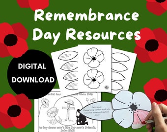 Remembrance Day Resources | Colouring Sheet | Poppy Prayer Activity | Sunday School | Childrens Church Printables | Digital Download