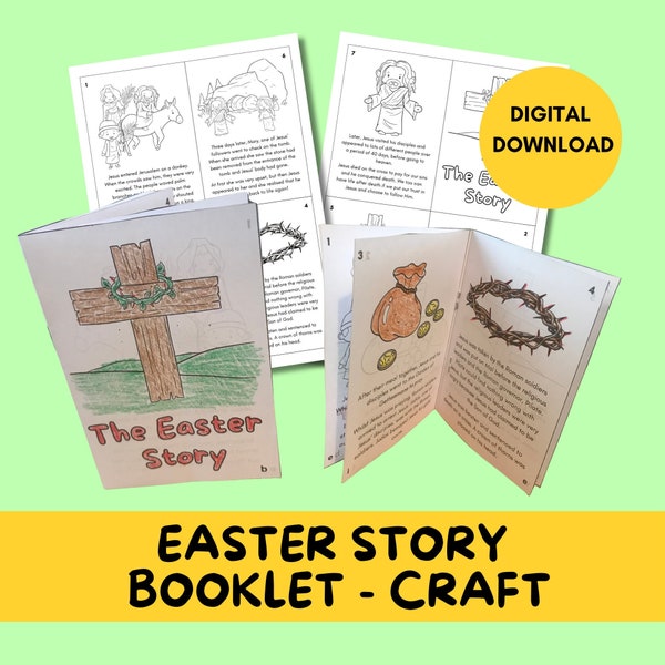 Easter Story Booklet Craft | Colour in Booklet | Make an Easter book | Tell the Easter Story | Children's Craft Activity | Sunday School