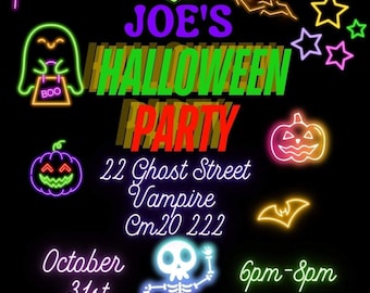 Neon Halloween Invite