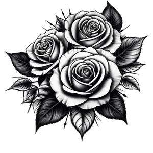 Rose Tattoo Designs With Stencils - Etsy