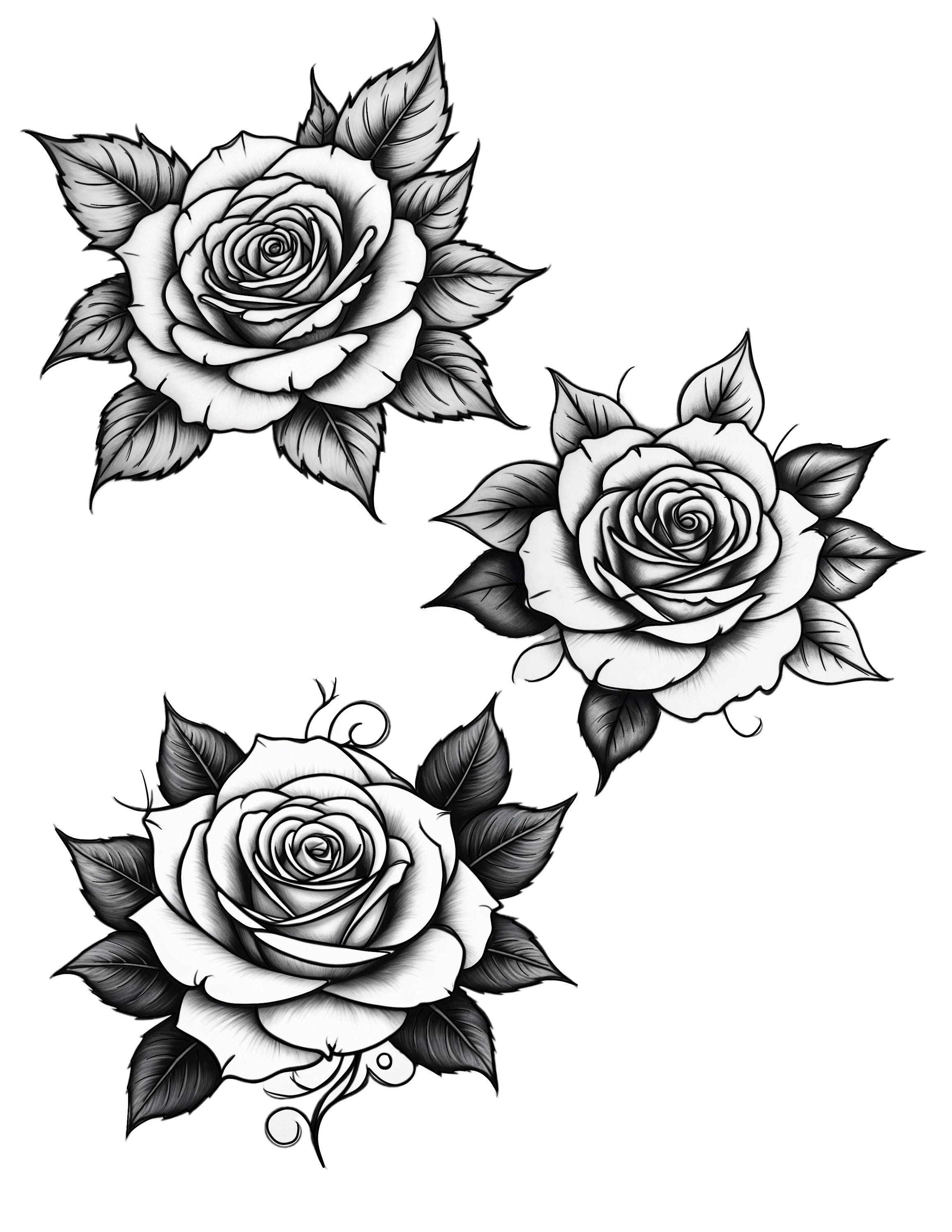 Rose Tattoo Designs With Stencils - Etsy