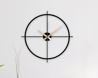 Minimalist Metal Wall Clock: Oversized Silent Art Decor