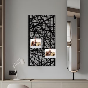 Metal Photo Grid: Abstract Wall Art Decor, Notice Board