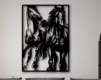 Metal Horse Wall Art: Silhouette Animal Decor, Indoor/Outdoor